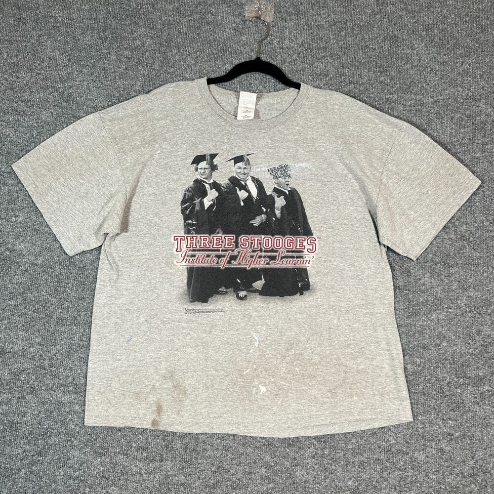 Three Stooges Shirt Adult XL Gray Institute Of‎ Higher Learnin 1997 Vtg Flaw